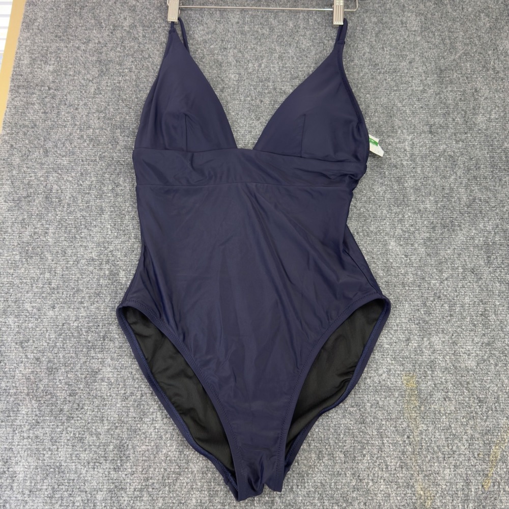 J.Crew Re-imagined V-neck One-Piece Swimsuit Navy Blue Size 12